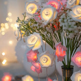 NNETM LED Foam Rose Flower String Lights - Touch-Controlled Small Lantern (Pink & White)