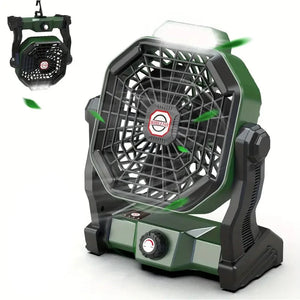 NNETM Portable Rechargeable Camping Fan - 7800mAh Battery, Cordless, USB Operated, Wireless, Hanging Hook