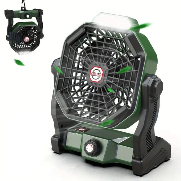 NNETM Portable Rechargeable Camping Fan - 7800mAh Battery, Cordless, USB Operated, Wireless, Hanging Hook