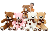 NNECN Huge 100cm Khaki Giant Teddy Bear Toys Stuffed Animals Soft Plush Cotton Scarf Bear Hold Pillow Doll