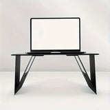 NNETM Portable Folding Student Study Table - Black PU Leather