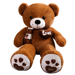 NNECN Huge 100cm Brown Giant Teddy Bear Toys Stuffed Animals Soft Plush Cotton Scarf Bear Hold Pillow Doll