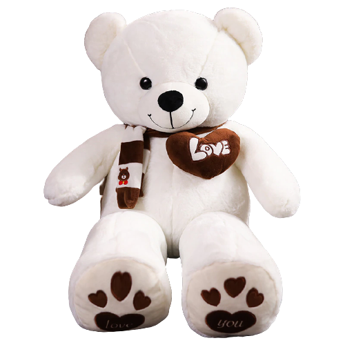 NNECN Huge 100cm White Giant Teddy Bear Toys Stuffed Animals Soft Plush Cotton Scarf Bear Hold Pillow Doll