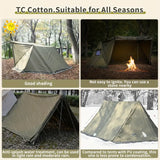 NNETM All-Season Hexagonal Camping Tent for 1-2 Persons - Army Green
