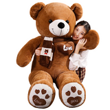 NNECN Huge 100cm Brown Giant Teddy Bear Toys Stuffed Animals Soft Plush Cotton Scarf Bear Hold Pillow Doll