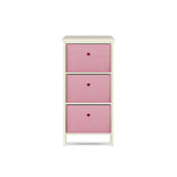 NNEDSZ Home M3 Drawer Pine Wood Storage Chest Pink Fabric Baskets 70 x 80cm