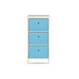 NNEDSZ Home M3 Drawer Pine Wood Storage Chest Sky Blue Fabric Baskets 37 x 80cm