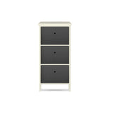 NNEDSZ Home M3 Drawer Pine Wood Storage Chest Grey Fabric Baskets 37 x 80cm