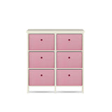 NNEDSZ Home M6 Drawer Pine Wood Storage Chest Pink Fabric Baskets 70 x 80cm