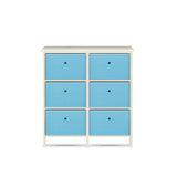 NNEDSZ Home M6 Drawer Pine Wood Storage Chest Sky Blue Fabric Baskets 70 x 80cm