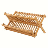 NNETM High Quality Natural Bamboo Dish Rack - Foldable and Compact