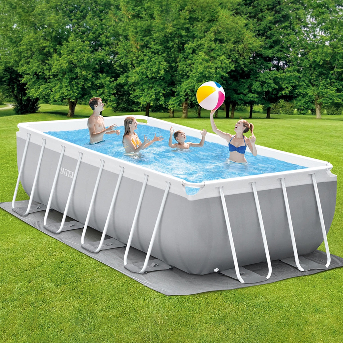 NNEDPE Intex 26788AU Above Ground Swimming Pool Rectangular 4m x 2m wi ...
