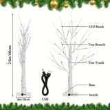 NNETM 24LT 60.96cm Lighted Birch Tree - Warm White Christmas Lights