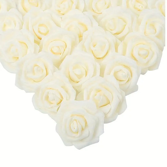 NNETM 100-Piece Bulk Artificial Foam Roses - Milk White