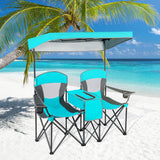 NNECW 2-Person Folding Canopy Chairs with Sun Shade for Beach