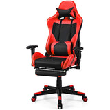 NNECW Adjustable Gaming Chair with Health Massager Lumbar Support-Red