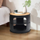 NNECW 3-tier Round Coffee Table with 2 Storage Shelves