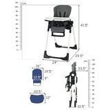 NNECW Highchair for Babies and Toddlers with Multiple Adjustable Backrest-Gray