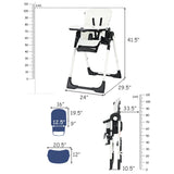 NNECW Highchair for Babies and Toddlers with Multiple Adjustable Backrest-White