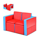 NNECW 2 in 1 Kids Sofa with Storage Space and Wooden Frame-Red