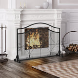 NNECW Single Panel Fireplace Screen with Metal Mesh for Baby or Pet Safe