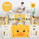 NNECW Foldable Baby Playpen with Cute Yellow Duck Pattern