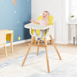 NNECW 3 in 1 Baby High Chair with Adjustable Legs and Tray for Dining-Yellow