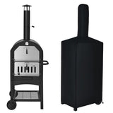 NNECW 3-in-1 Pizza Oven Wood Fired Portable Outdoor BBQ Grill Smoker Pizza Maker
