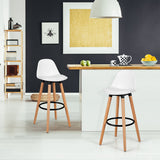 NNECW 2Pcs PU Leather Bar Stools with Round Metal Footrest-White