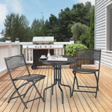 NNECW Outdoor Bistro Table Set with Round Black Tempered Glass Tabletop
