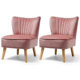 NNECW Velvet Accent Chair with Solid Rubber Wood Legs for Dining Room Pink