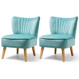 NNECW Velvet Accent Chair with Solid Rubber Wood Legs for Dining Room Green