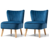 NNECW Velvet Accent Chair with Solid Rubber Wood Legs for Dining Room Blue