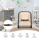 NNECW 2 in 1 Baby Rocker with 2 Adjustable Recline Positions-Beige