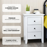 NNECW Nightstand with 3 Drawers for Living Room and Bedroom-Black