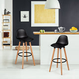 NNECW 2Pcs PU Leather Bar Stools with Round Metal Footrest-Black
