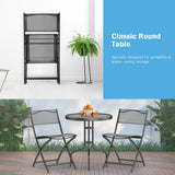 NNECW Outdoor Bistro Table Set with Round Black Tempered Glass Tabletop