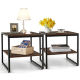 NNECW Set of 2 Industrial Coffee Tables for Living Room Bedroom Hallway