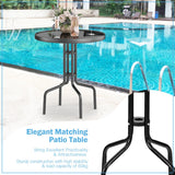 NNECW Outdoor Bistro Table Set with Round Black Tempered Glass Tabletop