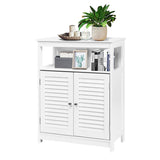 NNECW Wooden Storage Cabinet with Lamellar Doors and Shelf for Bathroom