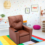 NNECW Adjustable Kids Lounge with Armrest and High Backrest-Brown