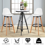 NNECW 2Pcs PU Leather Bar Stools with Round Metal Footrest-White