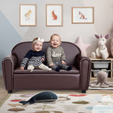 NNECW Kid Armrest Sofa Chair with PVC Leather and Wood Frame