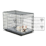 NNEIDS Pet Dog Cage Crate Metal Carrier Portable Kennel With Bed 30"