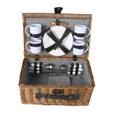 NNEIDS Picnic Basket Set 4 Person Willow Baskets Deluxe Outdoor Travel Camping Travel
