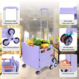 NNETM Portable Folding Cart with Stair Climbing Wheels- Purple