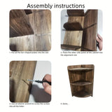 NNETM Vintage Solid Wood Corner Cabinet - Multi-Layer Sundries Organizer