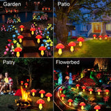 NNETM Solar Red Mushroom Garden Lights - 8 Modes Waterproof Decorative Outdoor Lighting (Set of 8)