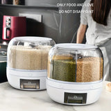 NNETM 360° Rotating Cereal Dispenser with 6 Grids - White