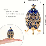 NNETM Enameled Faberge Egg Style Jewelry Box - Dark Blue